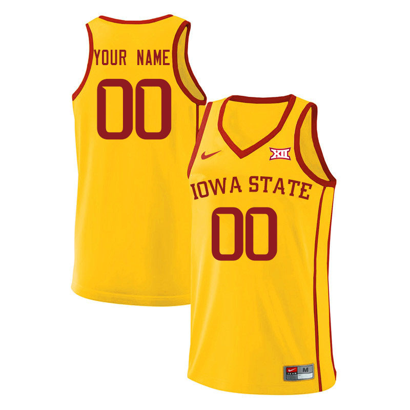Custom Iowa State Cyclones Name And Number College Basketball Jerseys-Gold